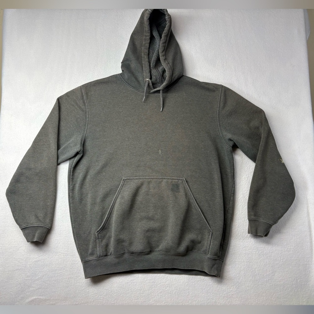 Carhartt Hoodie Mens Large Gray Logo Workwear Hooded Original Fit Distressed